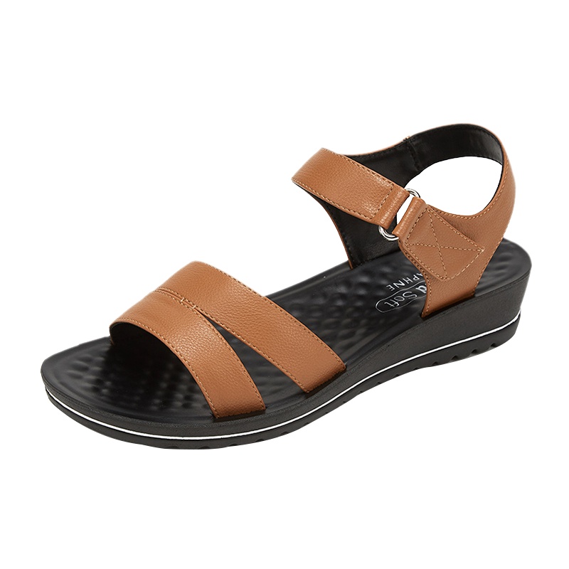 达芙妮2019夏新款魔术贴低跟凉鞋