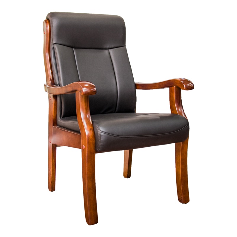 【硕辉】SH-G011会议椅 实木牛皮会议椅子 610*680*1000mm 黑色