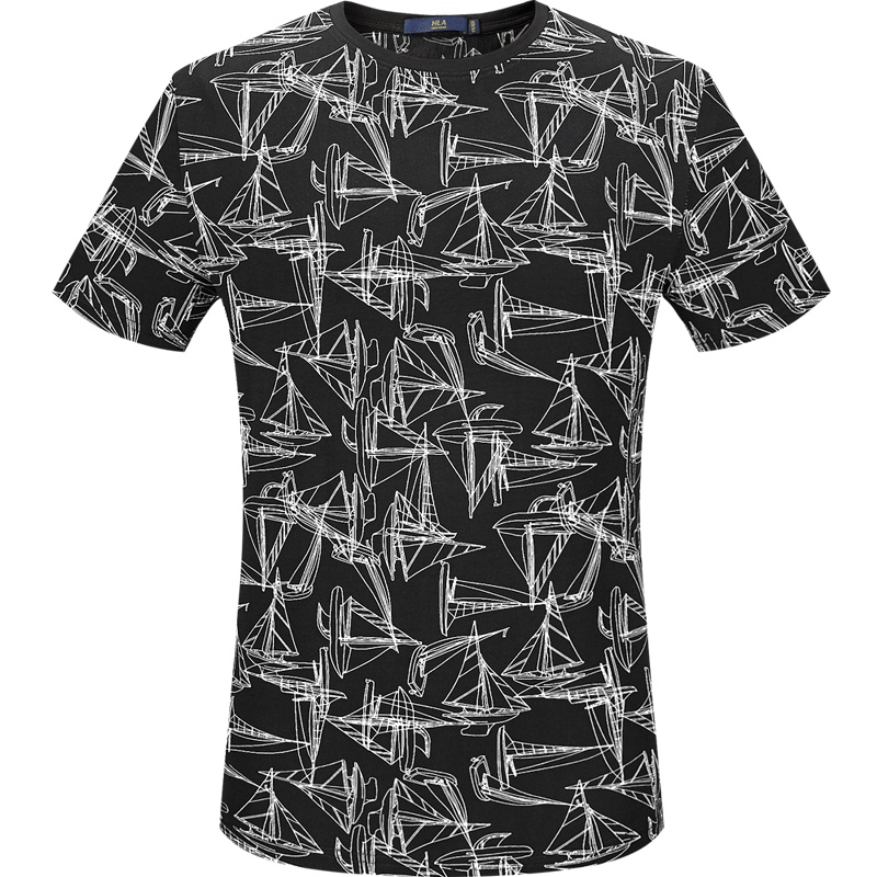 HLA海澜之家潮流印花短袖T恤舒适短袖T恤男_HNTBJ2E142A