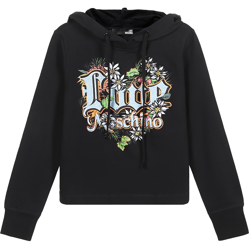LOVE MOSCHINO 爱莫斯奇诺 女士 棉质连帽运动衫套头衫 W6351 01 E1958
