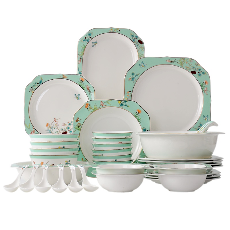 米兰度(Milandu)中式创意高档骨质瓷餐具套装饭碗碟子盘子勺子日用乔迁送礼礼盒装 美人瓷系列餐具套装