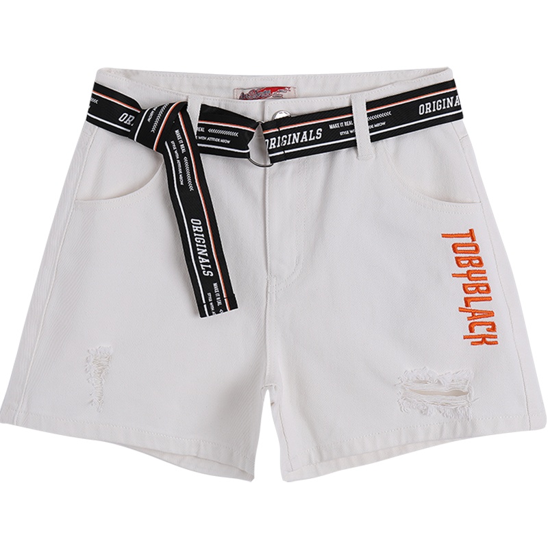 a02商场同款潮流可调节腰带高腰显瘦牛仔短裤女D1U5A0141PN