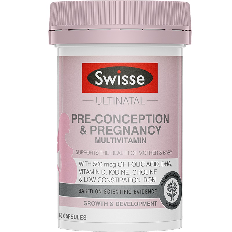 澳洲Swisse瑞思 备孕孕期哺乳期复合维生素软胶囊 60粒 1瓶装 综合营养素 叶酸DHA 孕妇黄金素 澳大利亚进口