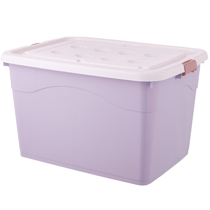 海斯迪克 gnjz-317 带滑轮塑料储物箱 工具箱 彩色收纳箱周转箱整理箱 北欧紫250#(78*57*47cm)