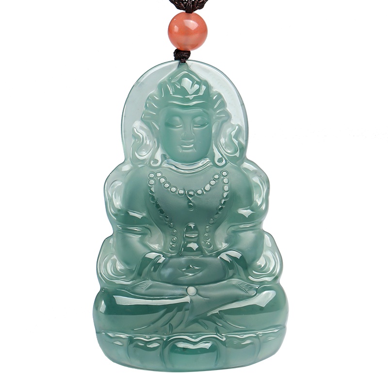 印象眸 翡翠吊坠 飘花度母观音玉佩男款玉石吊坠 送证书