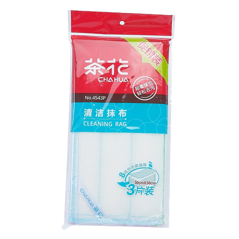 茶花(CHAHUA) 4543P 夹层棉柔抹布加厚清洁洗碗布 3片装/包 5包装 30*30cm