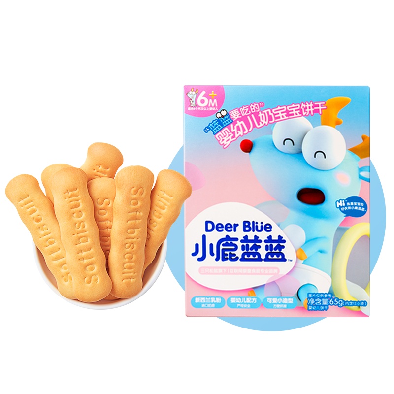 小鹿蓝蓝 宝宝零食辅食磨牙奶宝宝饼干65g 手指饼干牛奶饼干磨牙棒