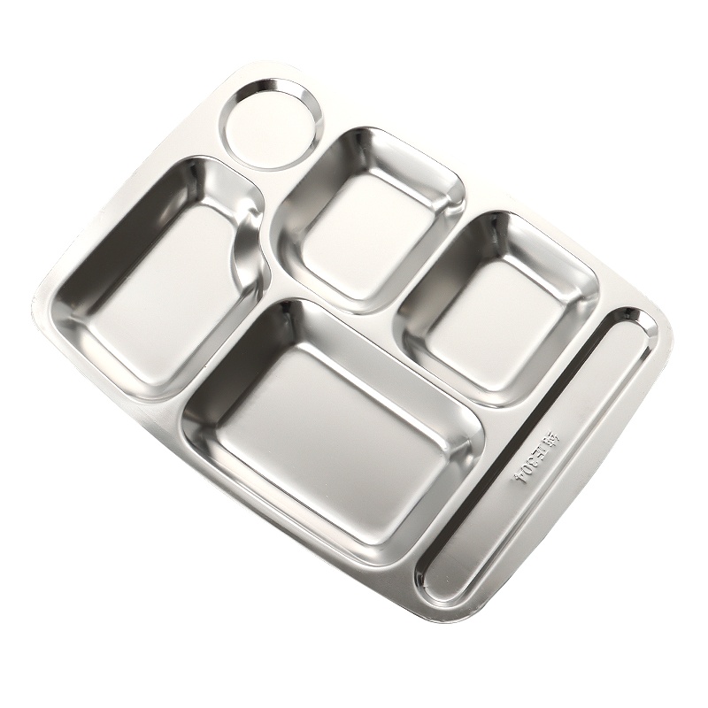 拜杰304不锈钢餐盘成人饭盒分格餐盘六格加厚大号学生餐盒盘快餐盘LY-245