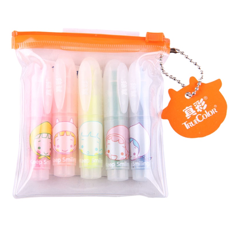 真彩MK-2061小巧荧光笔25支装心情荧光笔 迷你袖珍型水彩笔 荧光笔 彩色笔 标记笔 笔类 5色