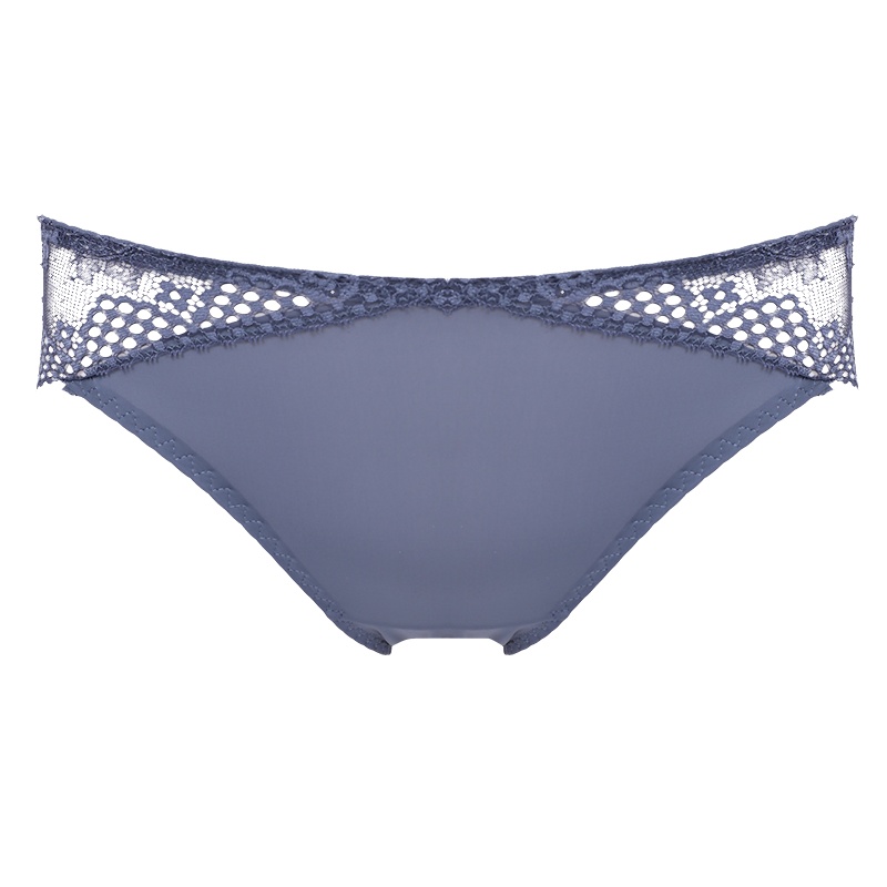 依曼丽薄款舒适内裤女 性感蕾丝镂空网纱薄无痕低腰三角裤