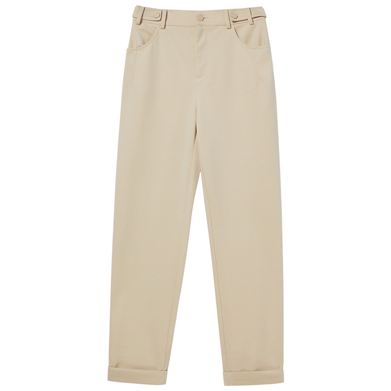 三彩2020冬季新款高腰直筒裤仿羊毛显瘦显高复古时髦烟管裤长裤女