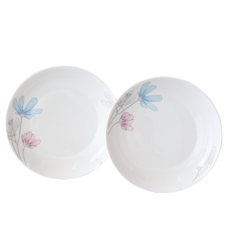 顺祥宁静夏夜8英寸盘子2件套 陶瓷餐具釉上彩 碗碟套装 菜盘 苏宁自营