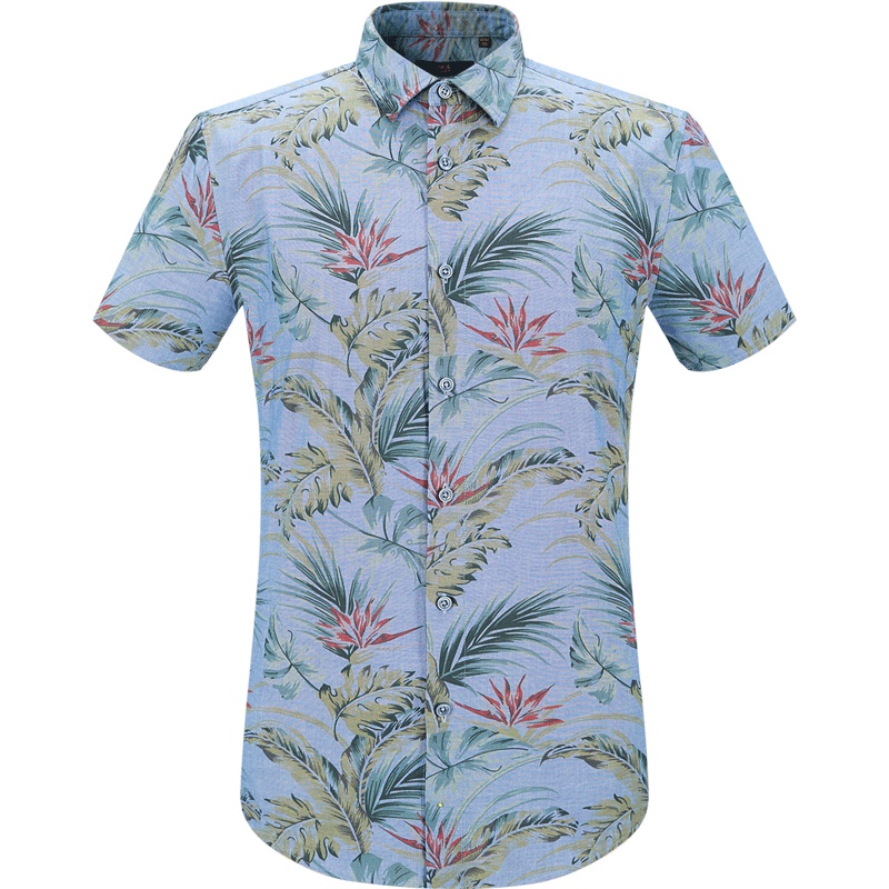 HLA海澜之家牛津纺花卉印花休闲衬衫舒适透气衬衫男HNECJ2E030A