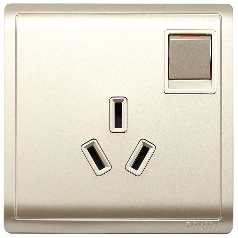 施耐德电气（Schneider Electric）带开关一开三孔 空调墙壁电源插座面板 16A 丰尚金色