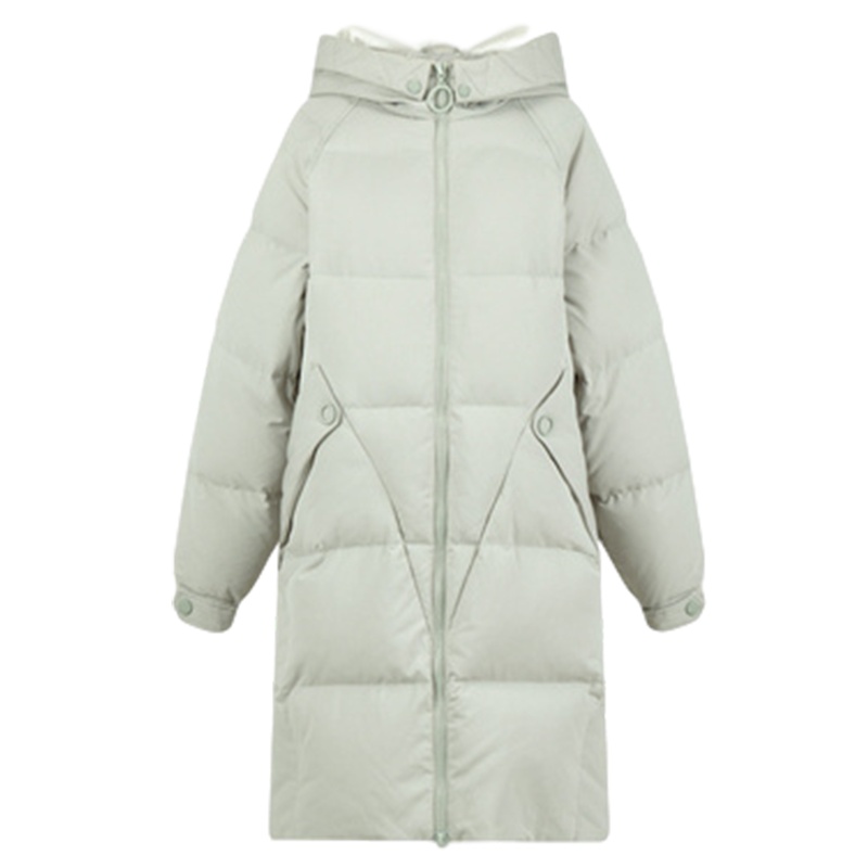 拉夏贝尔连帽羽绒服女装2019秋冬季新款韩版宽松时尚加厚中长款过膝棉外套709D8025_767 S 冰霜绿