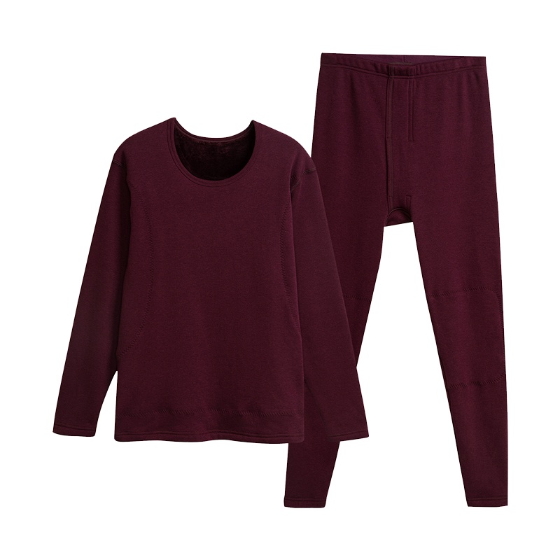 三枪保暖内衣男女情侣秋冬新品羊毛加绒加厚双层贴护圆领内衣 22867D9 22868D9