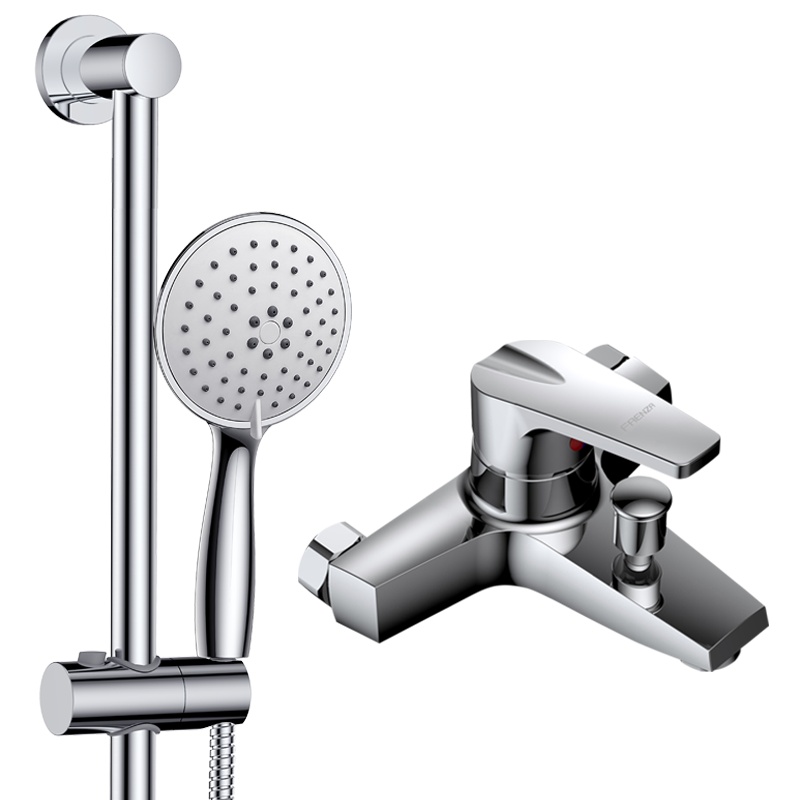 [FAENZA]法恩莎卫浴全铜简易花洒淋浴套装五档增压手持可升降带喷枪挂墙式花洒