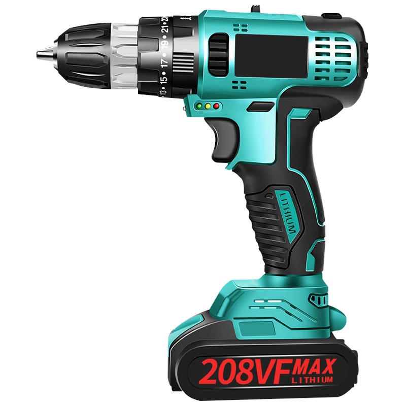 12V手电钻16.8电钻充电钻古达21V多功能家用电动螺丝刀钻锂电钻 冲击款128VF双速100N扭力
