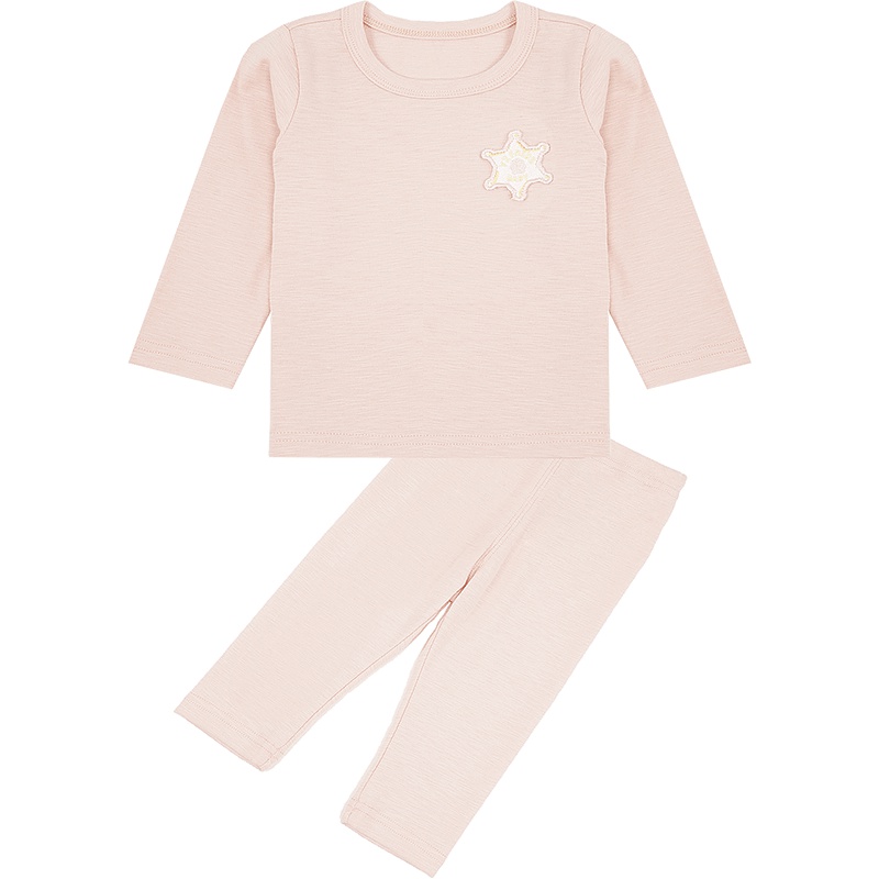 苏宁自营 婴姿坊春装新品居家服婴幼儿圆领长袖内衣套装男童女童纯色两件套