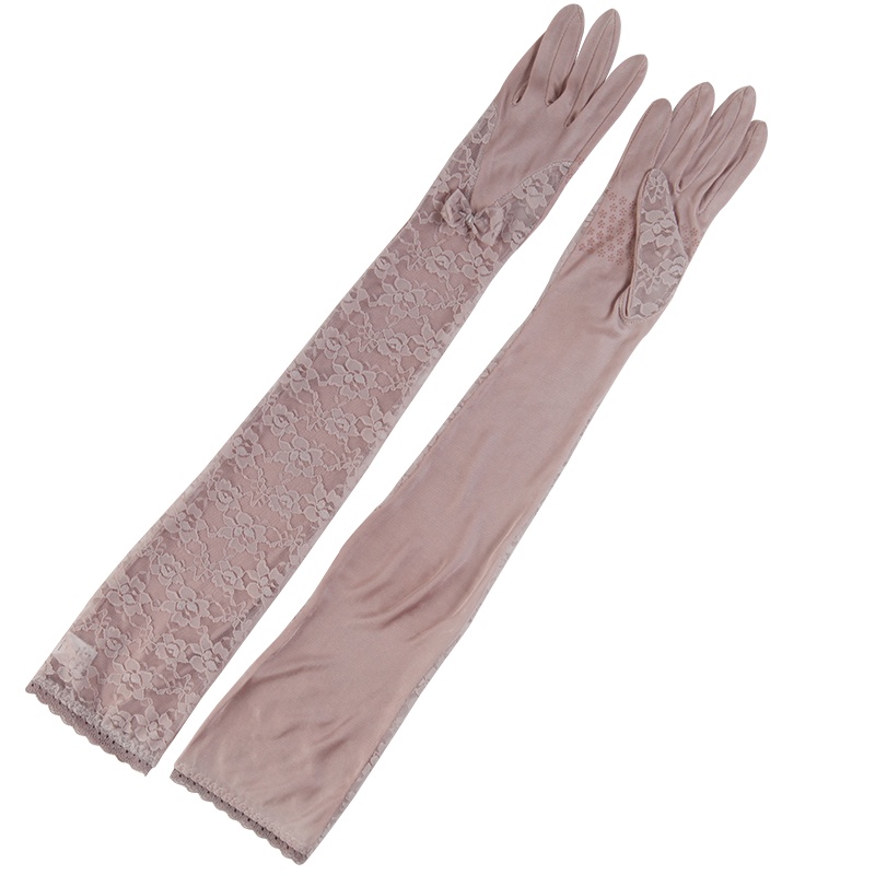 上海故事真丝长手套女春秋夏季开车骑车防晒护臂手袖薄款冰丝袖套