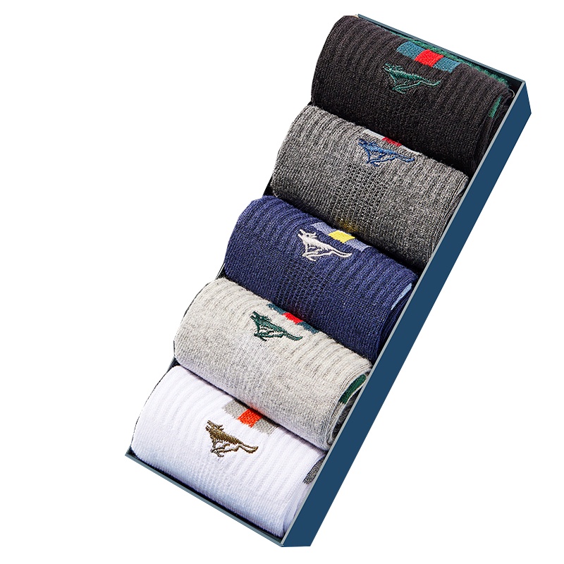 七匹狼 | [抗菌抑菌]5双装 透气运动休闲抗菌男士棉袜中筒纯棉袜子