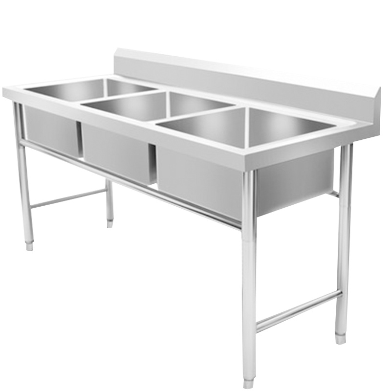 满森(Masain)商用不锈钢水槽水池三槽三星洗菜盆洗碗消毒解冻洗手池带支架子