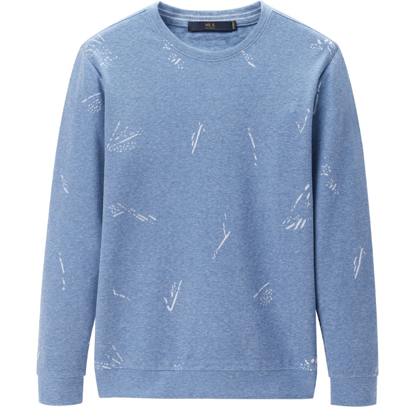 HLA海澜之家柔和舒适长袖T恤2019秋季圆领印花长T男HNTAD3R045A