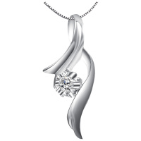 梦克拉 18K金钻石吊坠女 单钻吊坠 简约 k金钻石挂坠 女款项坠 一路有你