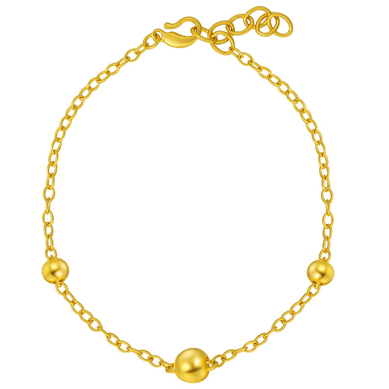 金一 足金999 精品十字链光珠黄金精品手链女士足金手链 礼物 金饰 (计价) ABD012