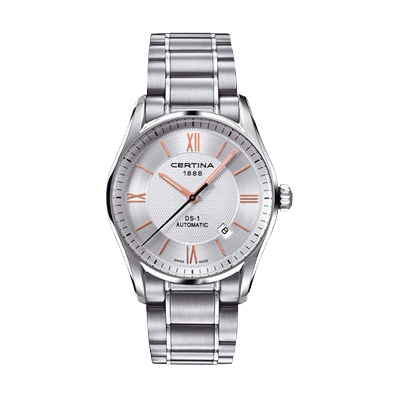 雪铁纳(CERTINA) 瑞士手表 DS-1系列自动机械男表 39mm银白盘钢带 C006.407.11.038.01