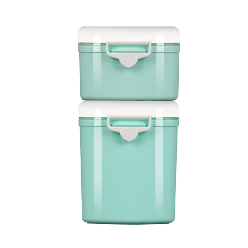 开优米kiuimi婴儿装奶粉盒便携式外出宝宝分装盒便携式外出大容量奶粉格薄荷绿大+小