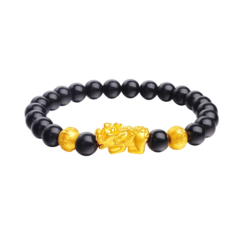 鑫万福 足金貔貅3D硬金纳福男款女款黄金单颗貔貅吊坠