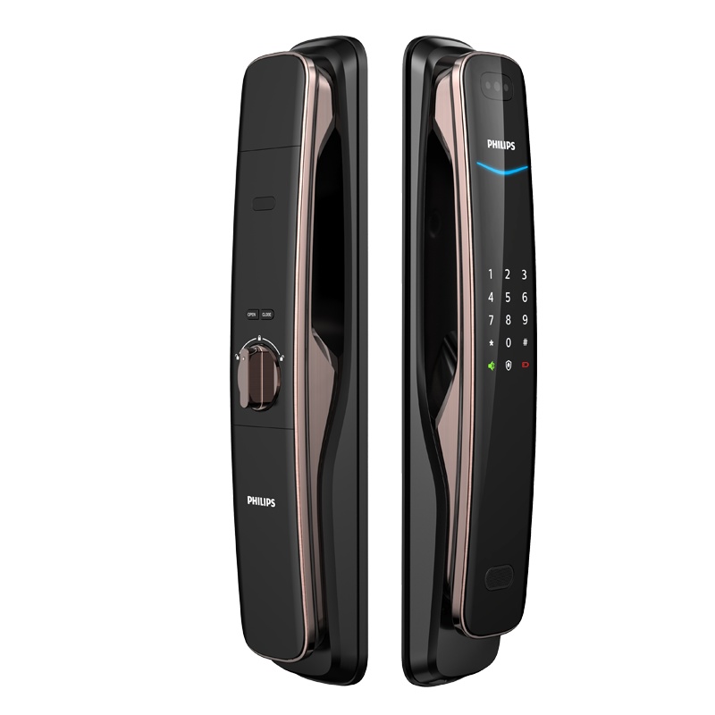 飞利浦(Philips)DDL702K可视WiFi远程开锁家用推拉式智能锁 红古铜