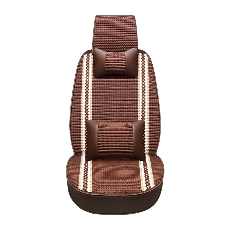 布雷什(BOLISH)五座四季通用汽车坐垫夏季凉垫全包冰丝汽车座垫crv桑塔纳座椅套汽车用品豪华款典雅咖