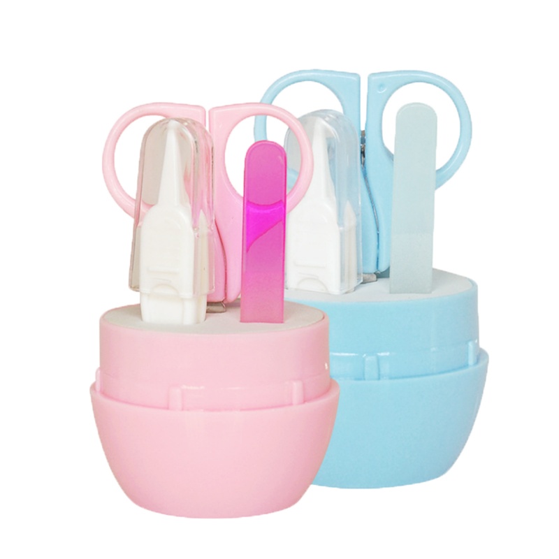 盟宝婴儿安全指甲剪 小剪刀 镊子 指甲锉四件套兰色