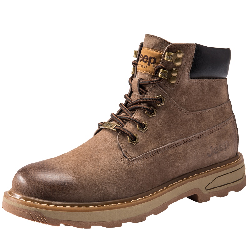 Jeep吉普男鞋高帮马丁靴工装机车高帮系带靴子