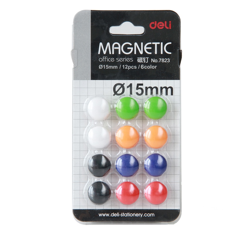 得力(deli) 7823 磁钉 Φ15mm 6色 XHJ 12个一吸卡装