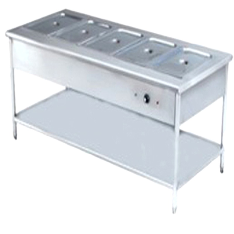 五孔保温台采用sus-201不锈钢板面板厚度1.2侧板1.0连接可调节子弹脚(加水嘴带溢水)1800*700*800