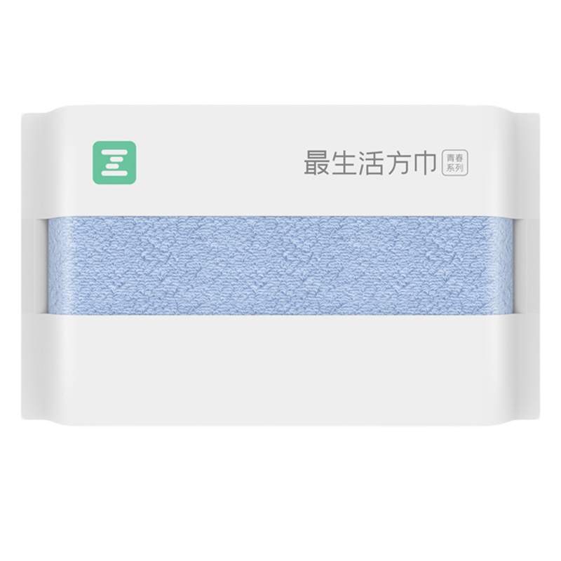 最生活（a-life）小米方巾 洗脸巾 纯棉小毛巾 全棉强吸水儿童面巾 蓝色