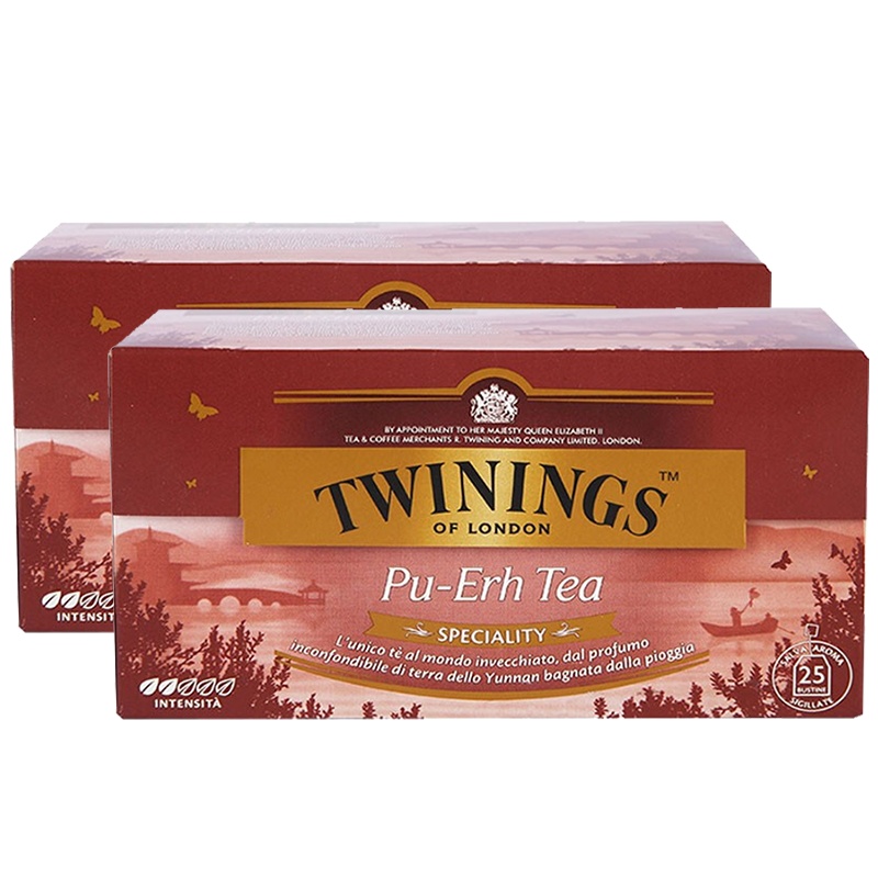 英国川宁(TWININGS)精品普洱 云南优质茶种 无添加进口茶叶袋泡茶包袋装25包*2g*2盒