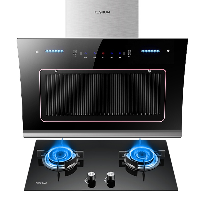 方帅(FOSHUAI)双电机自动清洗油烟机燃气灶两件套烟灶套餐 25m³大吸力侧吸式挥手感应家用抽油烟机灶具套装