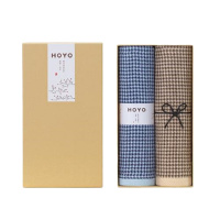 HOYO 千鸟格毛巾家用洗脸吸水不L掉毛商务伴手2条/礼盒套装7098