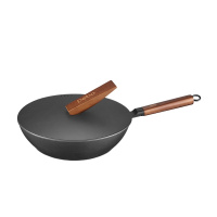 德铂(Debo) 炒锅不粘碳钢炒菜锅劳尔可立盖超厚木柄30cm DEP-618 单个装