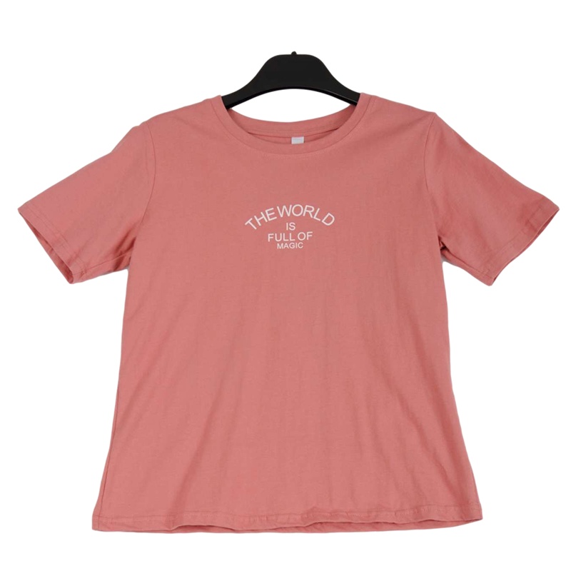 拉夏贝尔Laetia春季新款韩版女装纯棉圆领个性字母印花短袖T恤