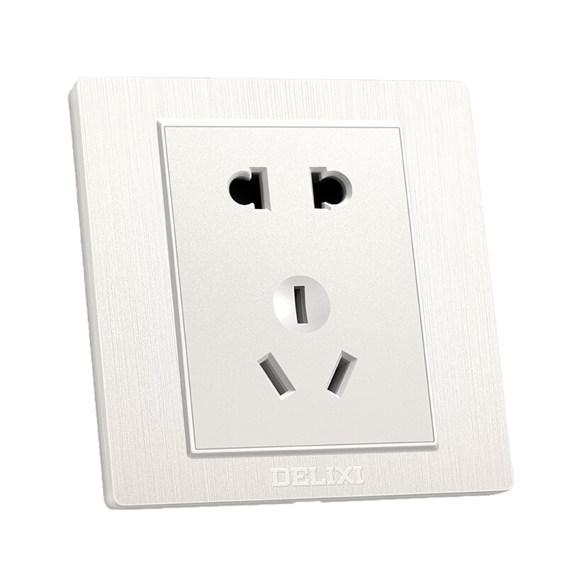 酷客(KUKE)开关插座面板CD760系列 10A五孔电源插座 拉丝白