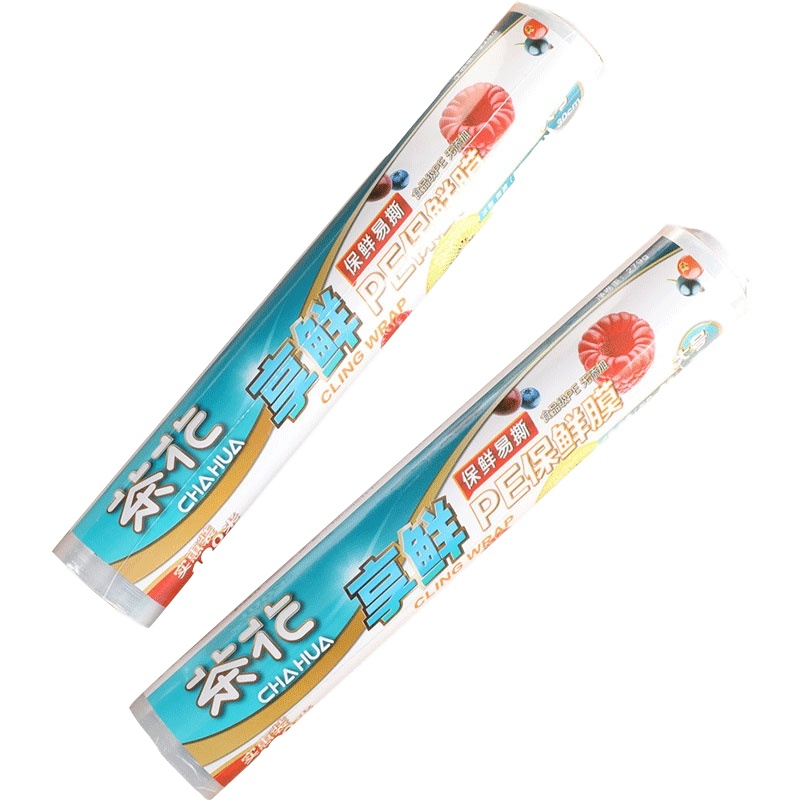 茶花保鲜膜家用经济装pe大卷食品用耐高温保新膜微波炉高温保鲜膜30cm*100m*0.01mm