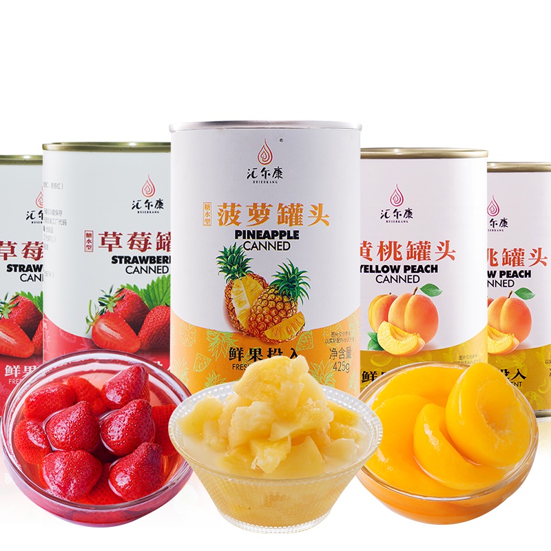 汇尔康 菠萝罐头425gx6罐 水果罐头方便速食休闲零食整箱即食水果捞